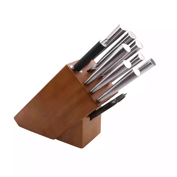 Hot Sale High Grade 10 stykker køkkenknive rustfrit stål kok kniv sæt med træ knivblok 